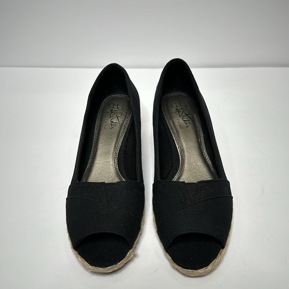 Life Stride Lioness Black Peep Toe Espadrille Wedges Heels Women’s Comfort Shoes - Picture 3 of 13